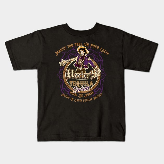 Hector's Tequila Label Kids T-Shirt by Alema Art